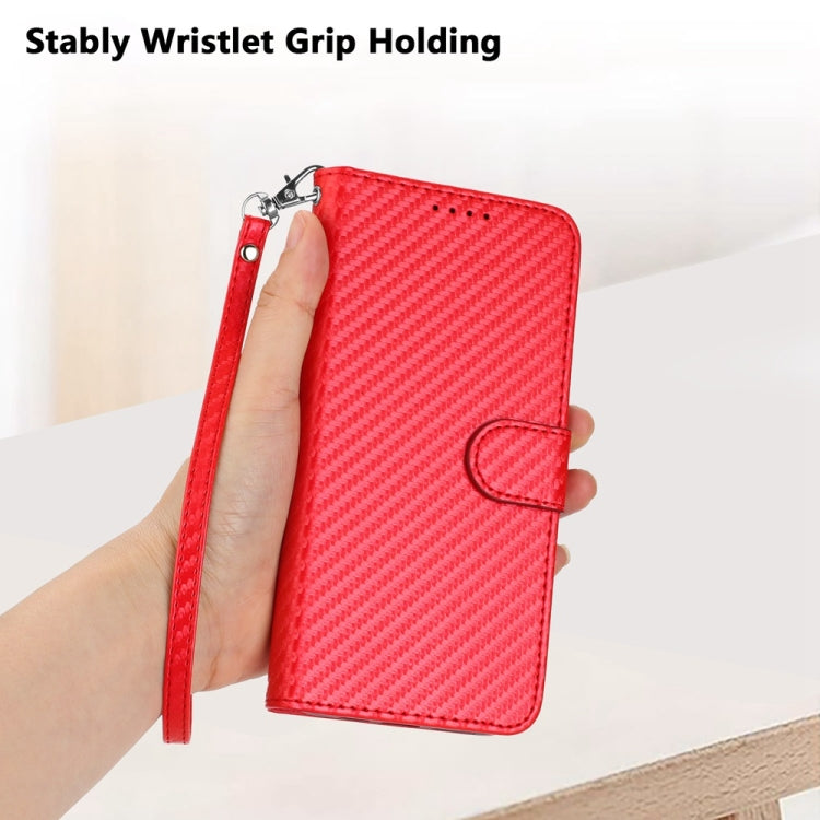 For Motorola Edge 5G 2024 YX0070 Carbon Fiber Buckle Leather Phone Case with Lanyard(Red)