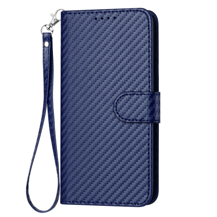 For Motorola Edge 5G 2024 YX0070 Carbon Fiber Buckle Leather Phone Case with Lanyard(Royal Blue)