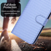 For Motorola Edge 5G 2024 YX0070 Carbon Fiber Buckle Leather Phone Case with Lanyard(Light Purple)