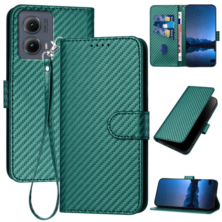 For Motorola Edge 5G 2024 YX0070 Carbon Fiber Buckle Leather Phone Case with Lanyard(Dark Green) - Motorola Cases by PMC Jewellery | Online Shopping South Africa | PMC Jewellery | Buy Now Pay Later Mobicred