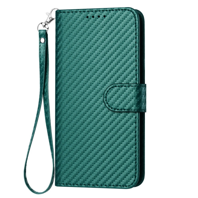 For Motorola Edge 5G 2024 YX0070 Carbon Fiber Buckle Leather Phone Case with Lanyard(Dark Green)
