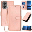 For Motorola Moto G Stylus 5G 2024 YX0070 Carbon Fiber Buckle Leather Phone Case with Lanyard(Pink) - Motorola Cases by PMC Jewellery | Online Shopping South Africa | PMC Jewellery | Buy Now Pay Later Mobicred