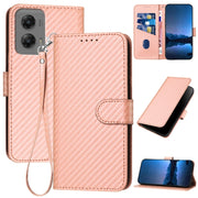 For Motorola Moto G Stylus 5G 2024 YX0070 Carbon Fiber Buckle Leather Phone Case with Lanyard(Pink)