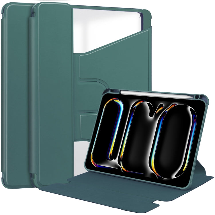 For iPad Pro 13 2024 Transparent Rotation Smart Leather Tablet Case(Dark Green) - iPad Pro 13 2024 Cases by PMC TechLife | Online Shopping South Africa | PMC TechLife | Buy Now Pay Later Mobicred