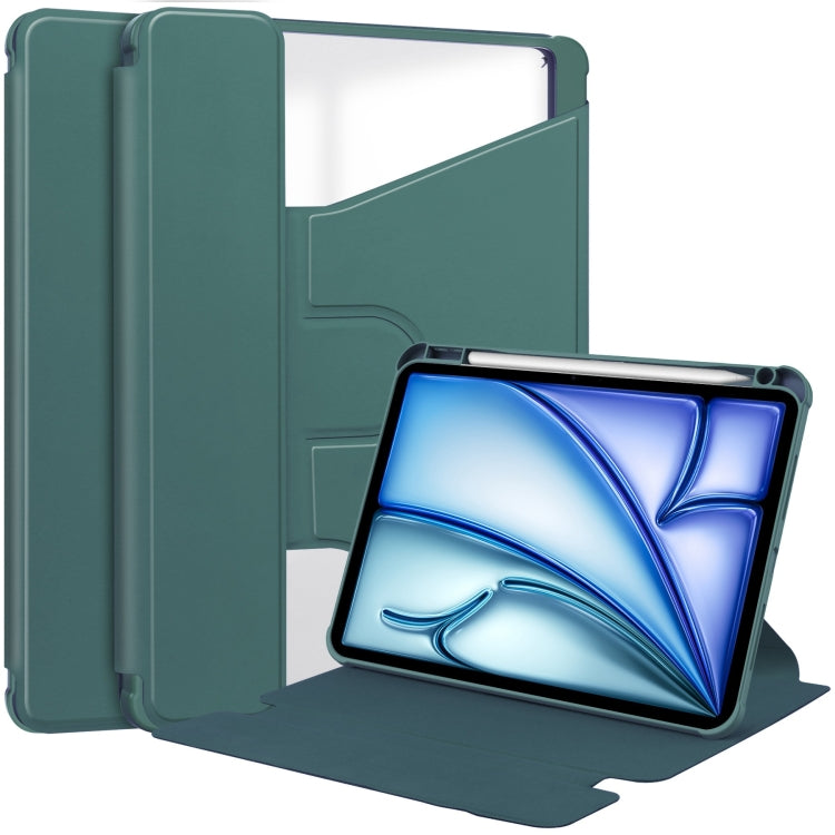 For iPad Air 13 2025 / 2024 Transparent Rotation Smart Leather Tablet Case(Dark Green) - iPad Air 13 2025 / 2024 Cases by PMC TechLife | Online Shopping South Africa | PMC TechLife | Buy Now Pay Later Mobicred
