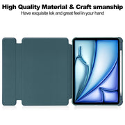For iPad Air 13 2025 / 2024 Transparent Rotation Smart Leather Tablet Case(Dark Green)