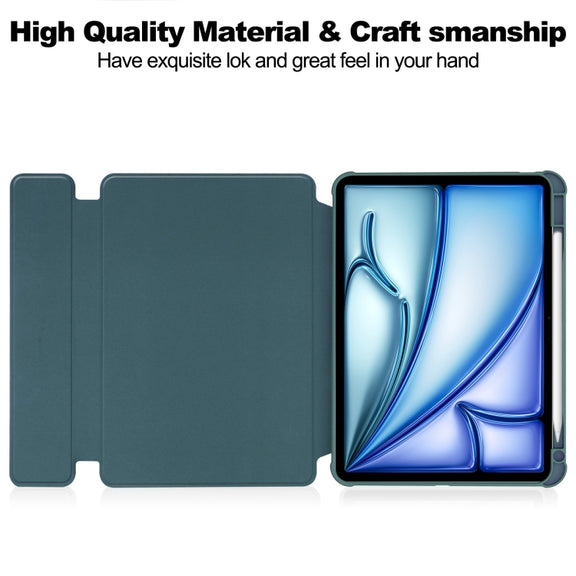 For iPad Air 13 2025 / 2024 Transparent Rotation Smart Leather Tablet Case(Dark Green)