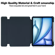 For iPad Air 13 2024 Transparent Rotation Smart Leather Tablet Case(Dark Blue)