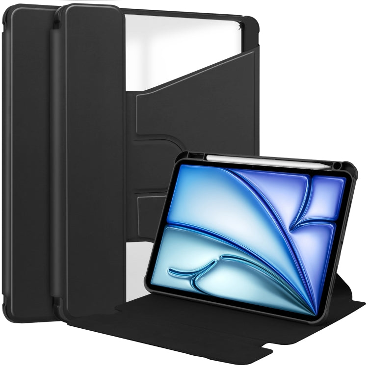 For iPad Air 11 2025 / 2024 Transparent Rotation Smart Leather Tablet Case(Black) - iPad Air 11 2025 / 2024 Cases by PMC TechLife | Online Shopping South Africa | PMC TechLife | Buy Now Pay Later Mobicred