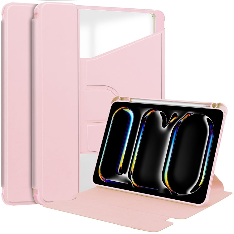 For iPad Pro 11 2024 Transparent Rotation Smart Leather Tablet Case(Pink) - iPad Pro 11 2024 Cases by PMC TechLife | Online Shopping South Africa | PMC TechLife | Buy Now Pay Later Mobicred