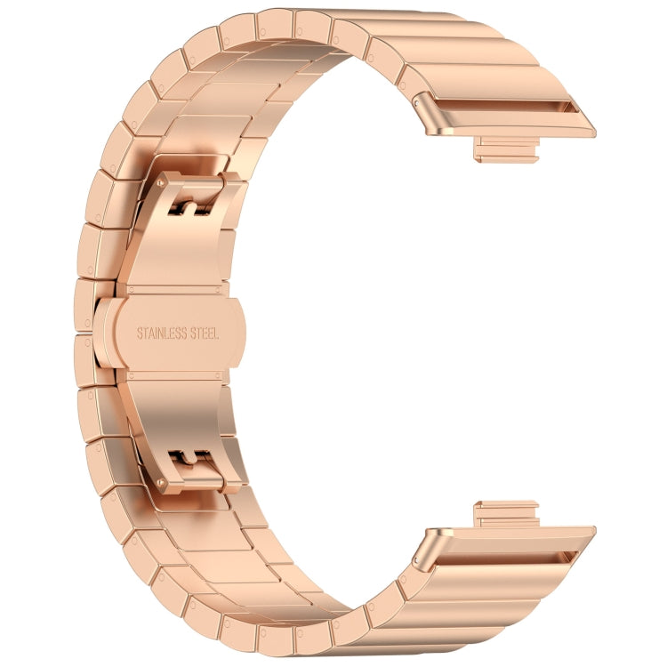 For Huawei Watch Fit3 One Bead Stainless Steel Watch Band(Rose Gold)