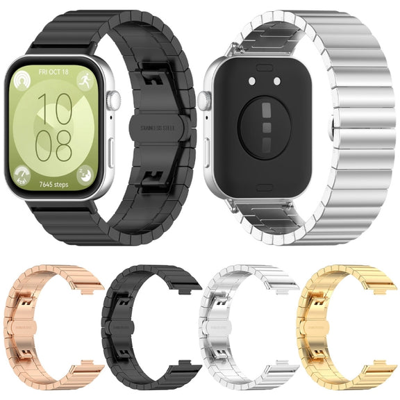 For Huawei Watch Fit3 One Bead Stainless Steel Watch Band(Gold)