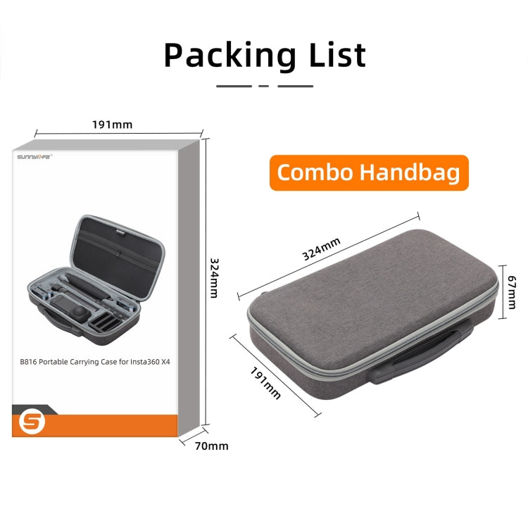 For Insta360 X4 / X5 Sunnylife Carrying Case Handbag, Model:X4-B816 Combo Bag - Case & Bags by Sunnylife | Online Shopping South Africa | PMC TechLife | Buy Now Pay Later Mobicred