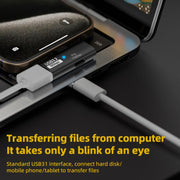 2 in 1 10Gbps PD 100W USB-C / Type-C Charging Side-bend Transfer Adapter(Grey)