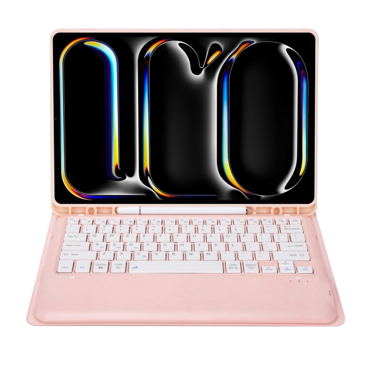 For iPad Pro 13 2024 A13B Detachable Ultra-Thin Bluetooth Keyboard Leather Tablet Case with Pen Slot(Pink)