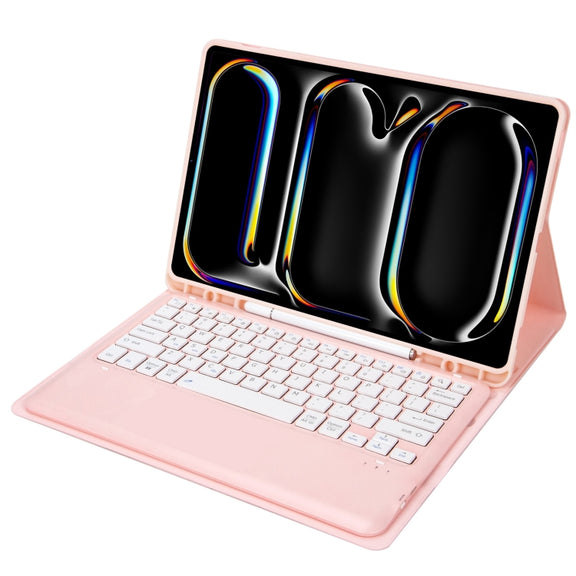 For iPad Pro 13 2024 A13B Detachable Ultra-Thin Bluetooth Keyboard Leather Tablet Case with Pen Slot(Pink)