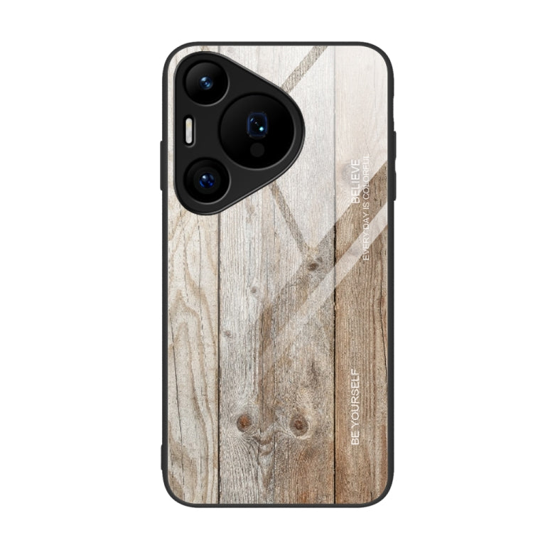 For Huawei Pura 70 Pro Wood Grain Glass Phone Case(Grey) - free shipping - PMC Jewellery - Order now!