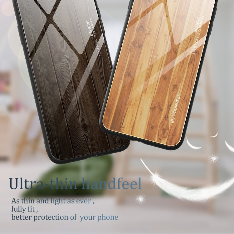 For Huawei Pura 70 Wood Grain Glass Phone Case(Black) - Huawei Cases by PMC Jewellery | Online Shopping South Africa | PMC Jewellery | Buy Now Pay Later Mobicred
