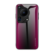 For Huawei Pura 70 Ultra Texture Gradient Glass TPU Phone Case(Rose Red)