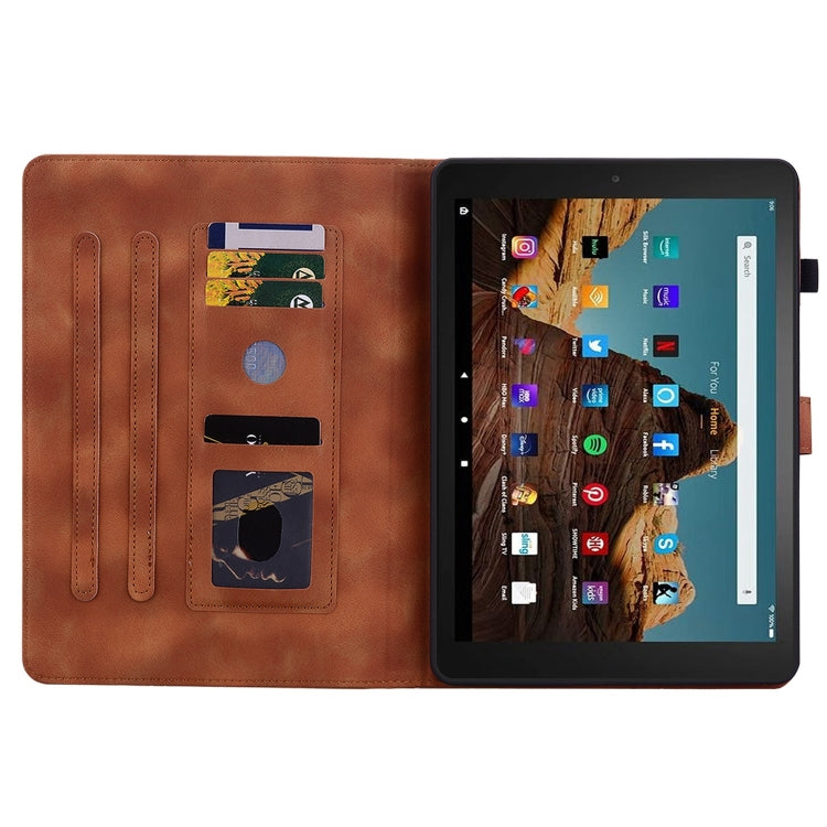 For Amazon Fire HD10 2023 Lily Embossed Leather Tablet Case(Brown) - Amazon by PMC TechLife | Online Shopping South Africa | PMC TechLife | Buy Now Pay Later Mobicred