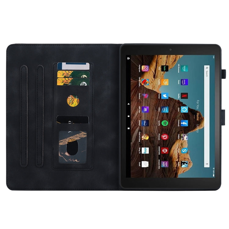 For Amazon Fire HD10 2023 Lily Embossed Leather Tablet Case(Black) - Amazon by PMC TechLife | Online Shopping South Africa | PMC TechLife | Buy Now Pay Later Mobicred