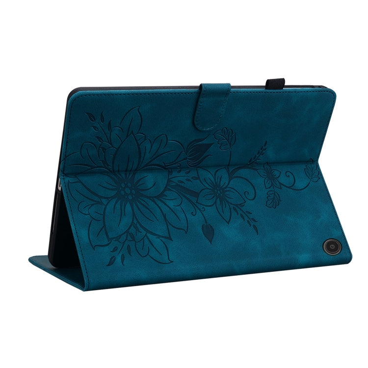 For Amazon Fire Max 11 Lily Embossed Leather Tablet Case(Dark Blue) - Amazon by PMC TechLife | Online Shopping South Africa | PMC TechLife | Buy Now Pay Later Mobicred
