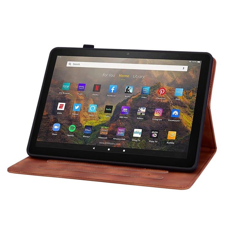 For Amazon Fire HD10 2019/2017 Lily Embossed Leather Smart Tablet Case(Brown)