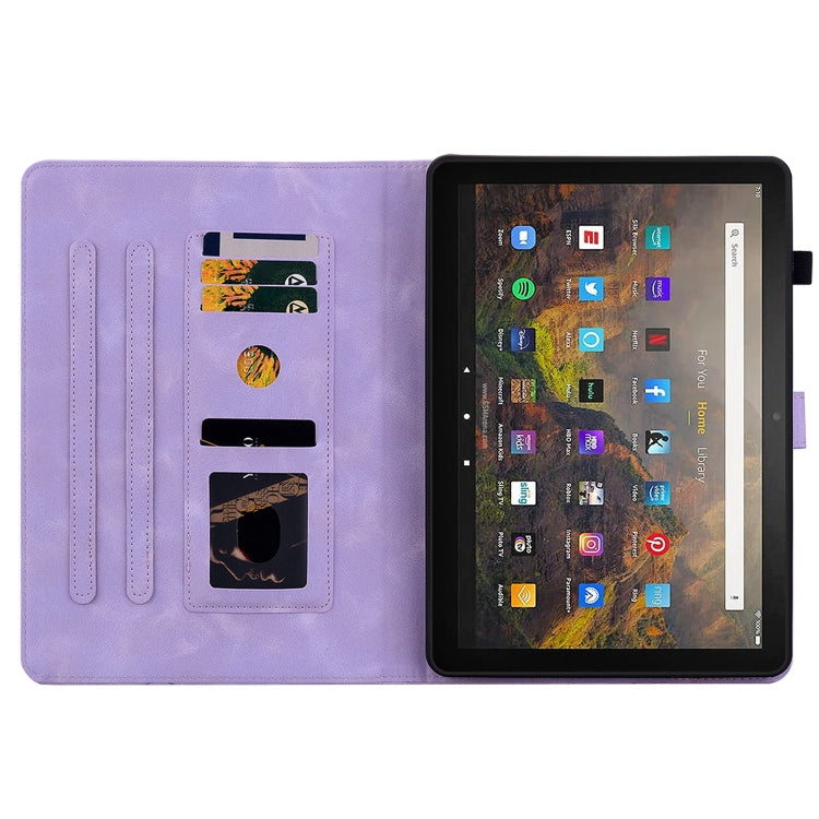 For Amazon Fire HD10 2019/2017 Lily Embossed Leather Smart Tablet Case(Purple) - Amazon by PMC TechLife | Online Shopping South Africa | PMC TechLife | Buy Now Pay Later Mobicred