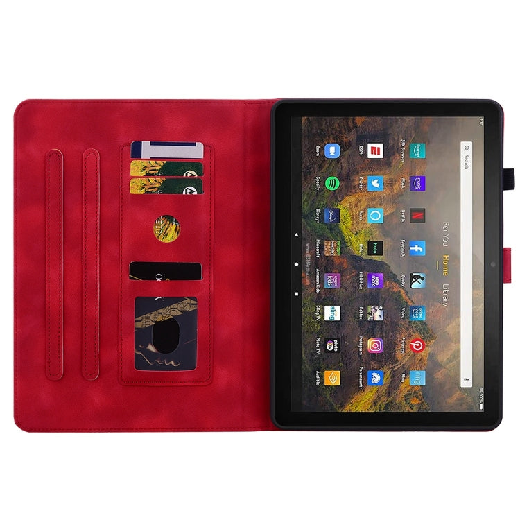 For Amazon Fire HD10 2019/2017 Lily Embossed Leather Smart Tablet Case(Red) - Amazon by PMC TechLife | Online Shopping South Africa | PMC TechLife | Buy Now Pay Later Mobicred