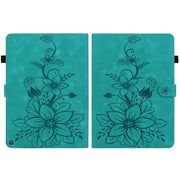 For Amazon Fire HD10 / HD10 Plus 2021 Lily Embossed Leather Smart Tablet Case(Green)