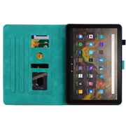 For Amazon Fire HD10 / HD10 Plus 2021 Lily Embossed Leather Smart Tablet Case(Green)