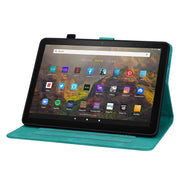 For Amazon Fire HD10 / HD10 Plus 2021 Lily Embossed Leather Smart Tablet Case(Green)