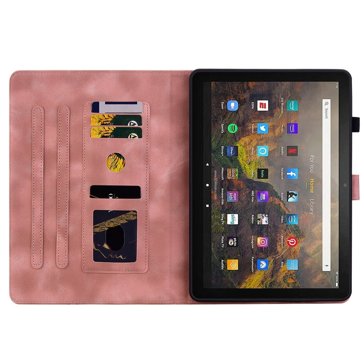 For Amazon Fire HD10 / HD10 Plus 2021 Lily Embossed Leather Smart Tablet Case(Pink) - Amazon by PMC TechLife | Online Shopping South Africa | PMC TechLife | Buy Now Pay Later Mobicred