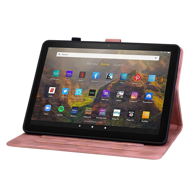 For Amazon Fire HD10 / HD10 Plus 2021 Lily Embossed Leather Smart Tablet Case(Pink)