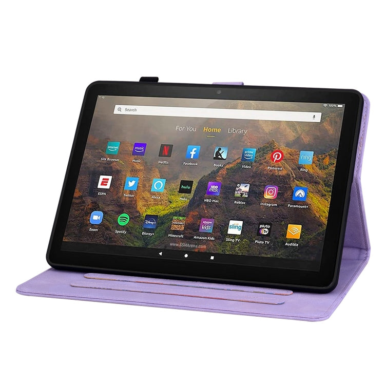 For Amazon Fire HD10 / HD10 Plus 2021 Lily Embossed Leather Smart Tablet Case(Purple) - Amazon by PMC TechLife | Online Shopping South Africa | PMC TechLife | Buy Now Pay Later Mobicred