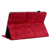 For Amazon Fire HD10 / HD10 Plus 2021 Lily Embossed Leather Smart Tablet Case(Red)