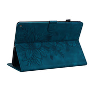 For Amazon Fire HD10 / HD10 Plus 2021 Lily Embossed Leather Smart Tablet Case(Dark Blue)
