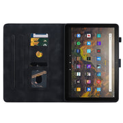 For Amazon Fire HD10 / HD10 Plus 2021 Lily Embossed Leather Smart Tablet Case(Black)