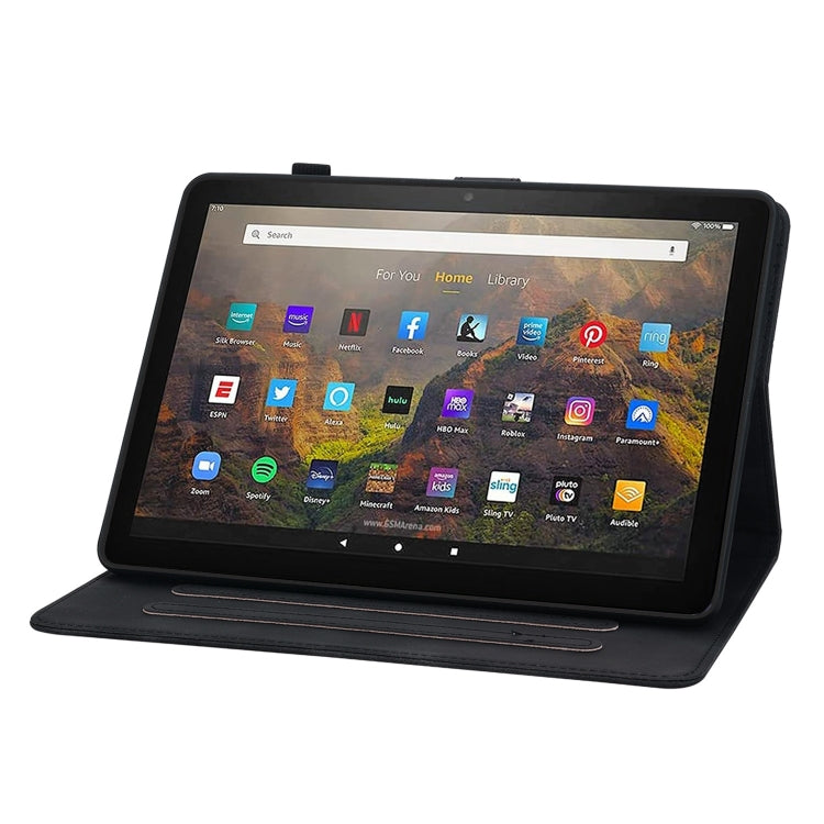 For Amazon Fire HD10 / HD10 Plus 2021 Lily Embossed Leather Smart Tablet Case(Black)