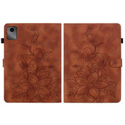 For Lenovo Tab M11/Xiaoxin Pad 11 2024 Lily Embossed Leather Tablet Case(Brown)