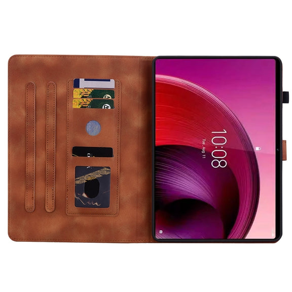 For Lenovo Tab M11/Xiaoxin Pad 11 2024 Lily Embossed Leather Tablet Case(Brown)