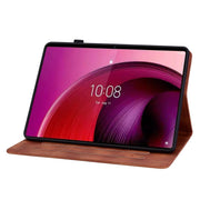 For Lenovo Tab M11/Xiaoxin Pad 11 2024 Lily Embossed Leather Tablet Case(Brown)