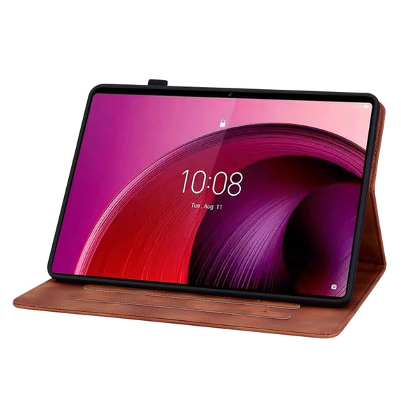 For Lenovo Tab M11/Xiaoxin Pad 11 2024 Lily Embossed Leather Tablet Case(Brown)