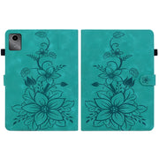 For Lenovo Tab M11/Xiaoxin Pad 11 2024 Lily Embossed Leather Tablet Case(Green)