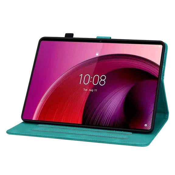 For Lenovo Tab M11/Xiaoxin Pad 11 2024 Lily Embossed Leather Tablet Case(Green)