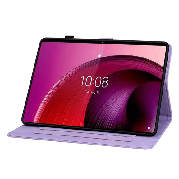 For Lenovo Tab M11/Xiaoxin Pad 11 2024 Lily Embossed Leather Tablet Case(Purple)