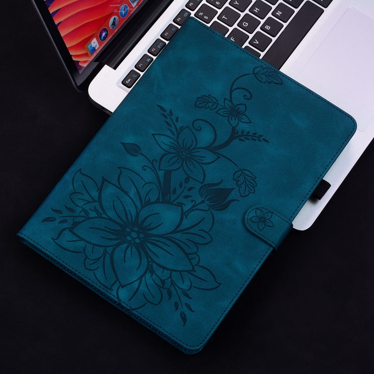 For Lenovo Tab M11/Xiaoxin Pad 11 2024 Lily Embossed Leather Tablet Case(Dark Blue) - Lenovo by PMC Jewellery | Online Shopping South Africa | PMC Jewellery | Buy Now Pay Later Mobicred