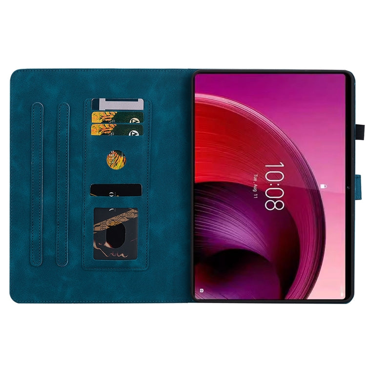 For Lenovo Tab M11/Xiaoxin Pad 11 2024 Lily Embossed Leather Tablet Case(Dark Blue)