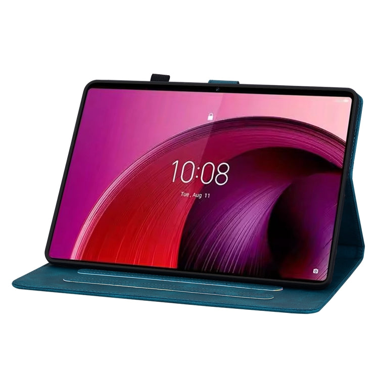 For Lenovo Tab M11/Xiaoxin Pad 11 2024 Lily Embossed Leather Tablet Case(Dark Blue)