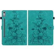 For Lenovo Tab P12 12.7 Lily Embossed Leather Tablet Case(Green)